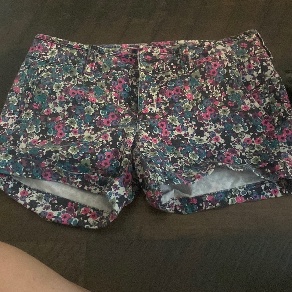 Floral denim shorts